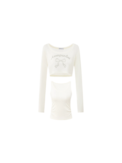 Bow Rhinestone T-Shirt Set