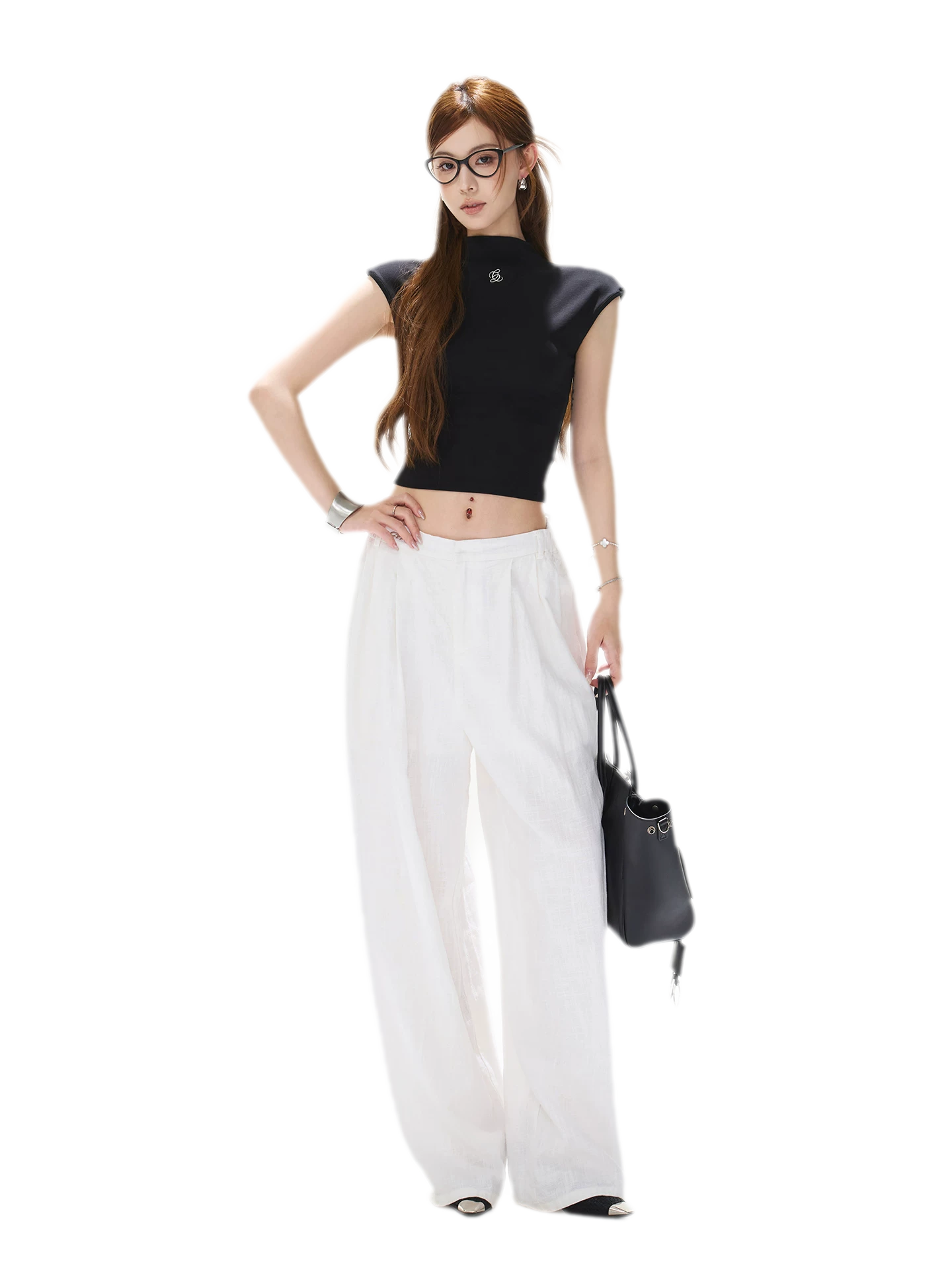 Lyocell Slim Embroidered Top