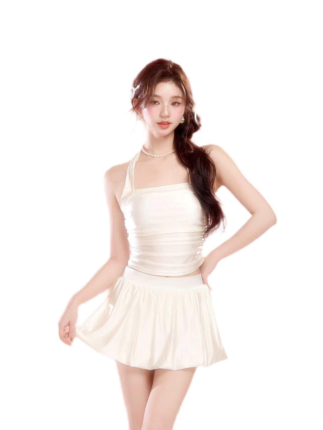White Two-Piece Swim Dress