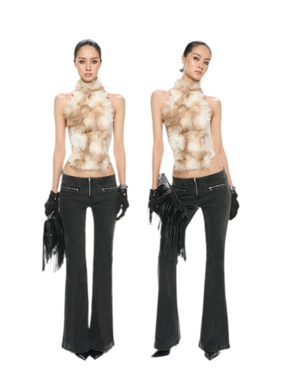 Fox Fur Mesh Halter Top