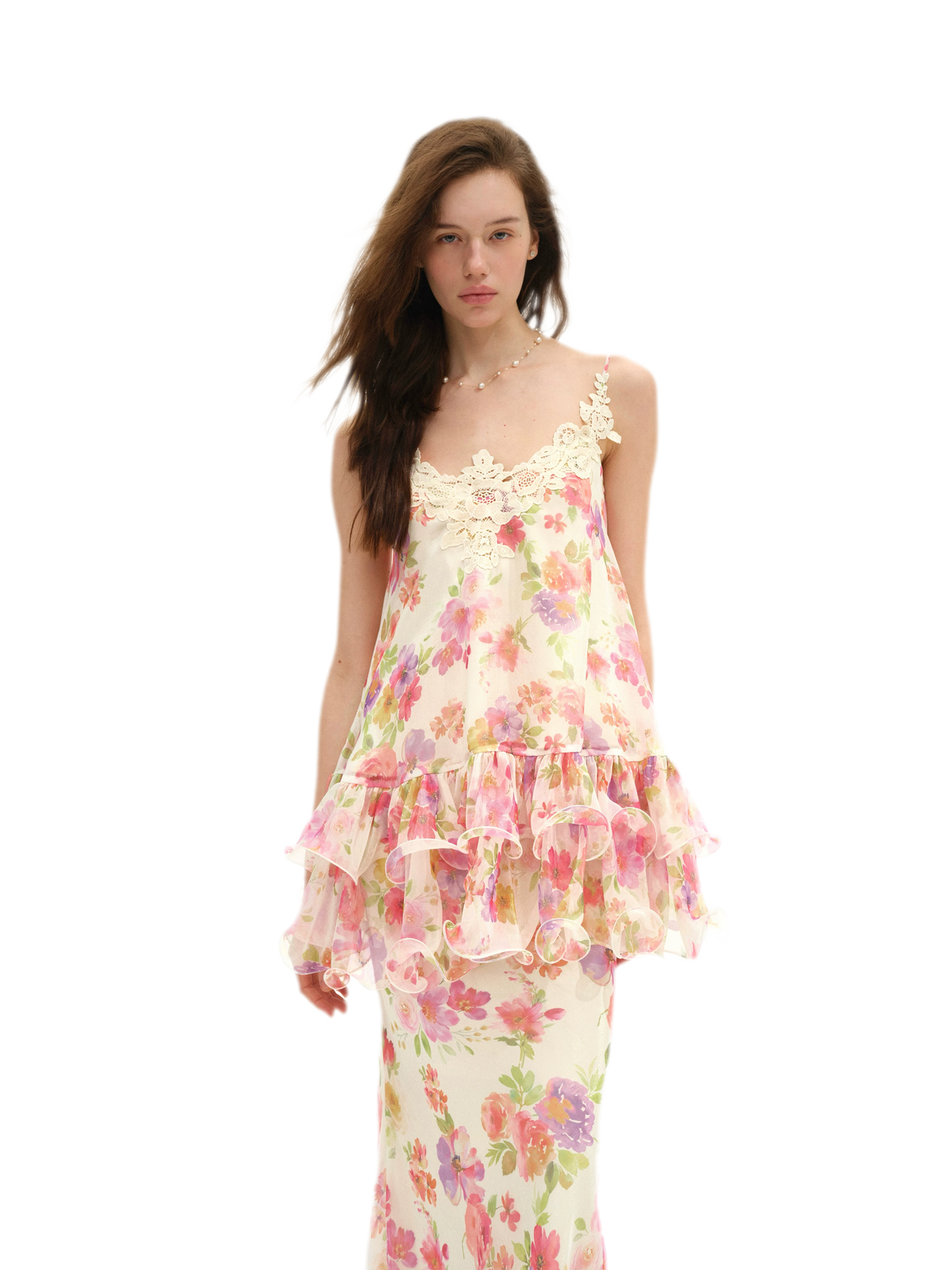 Watercolor Lace Fishtail Dress Set