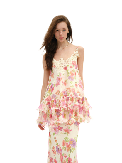 Watercolor Lace Fishtail Dress Set