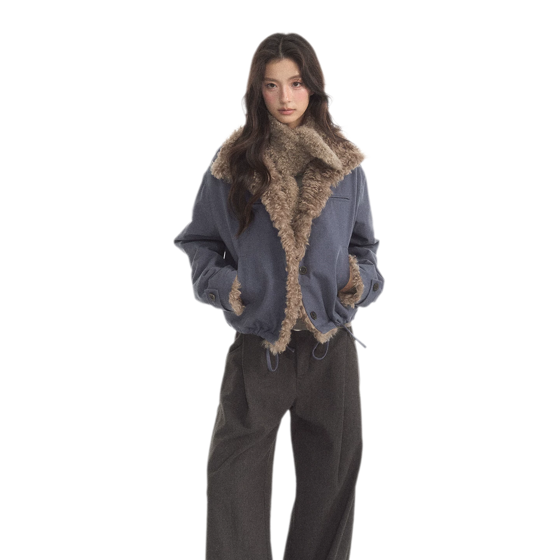 Faux Lamb-Wool Patchwork Jacket