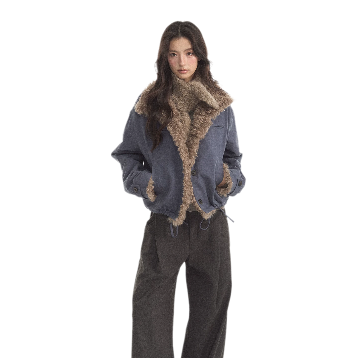 Faux Lamb-Wool Patchwork Jacket