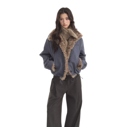 Faux Lamb-Wool Patchwork Jacket