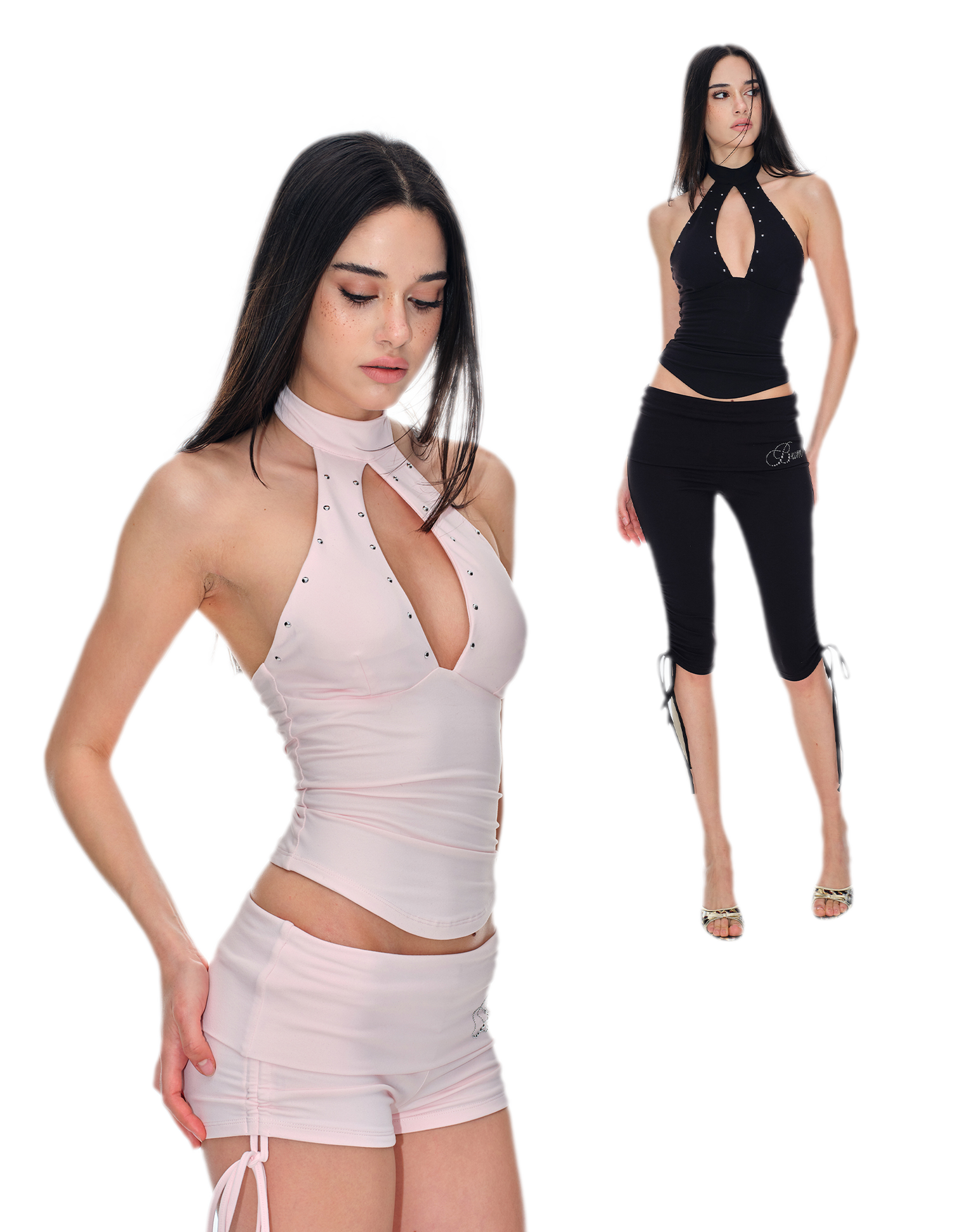 Stud Keyhole Halter Vest