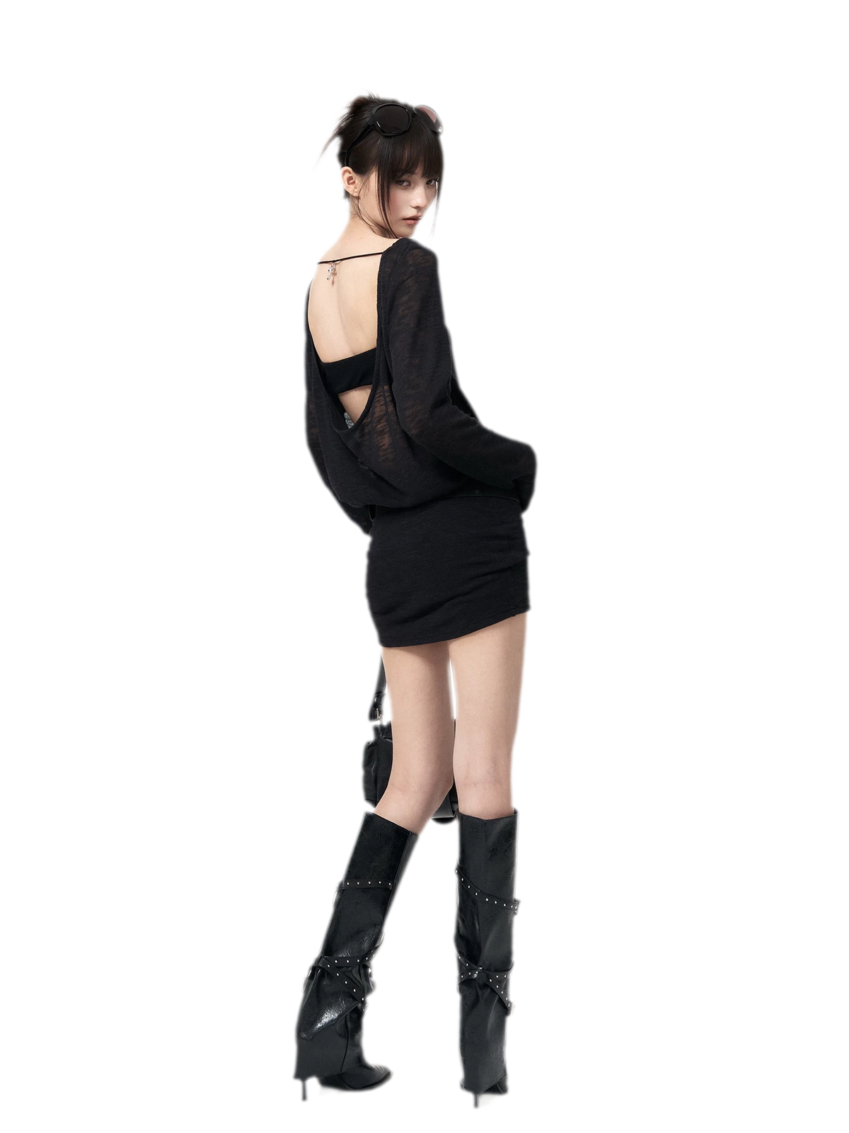 Open-Back Stretch Knit Dress