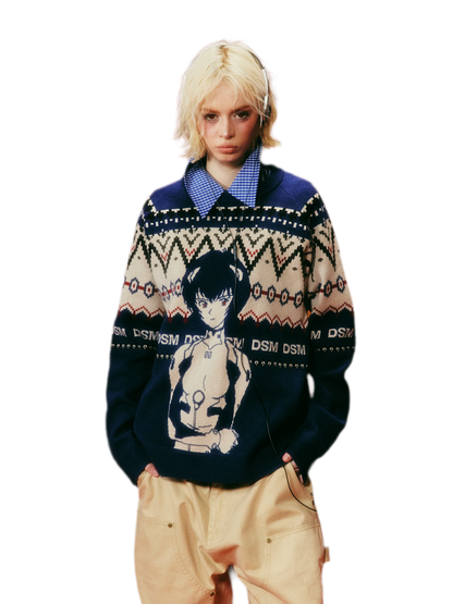 Jacquard Relaxed Graphic Sweater