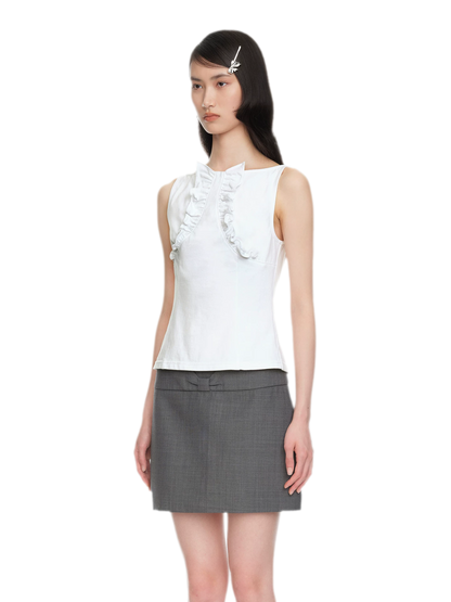 Ruffle Trim Fitted Top
