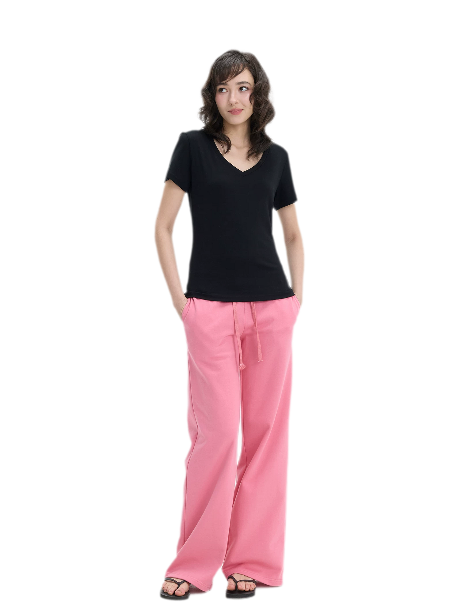 Low-Rise Wide-Leg Loose Sweatpants