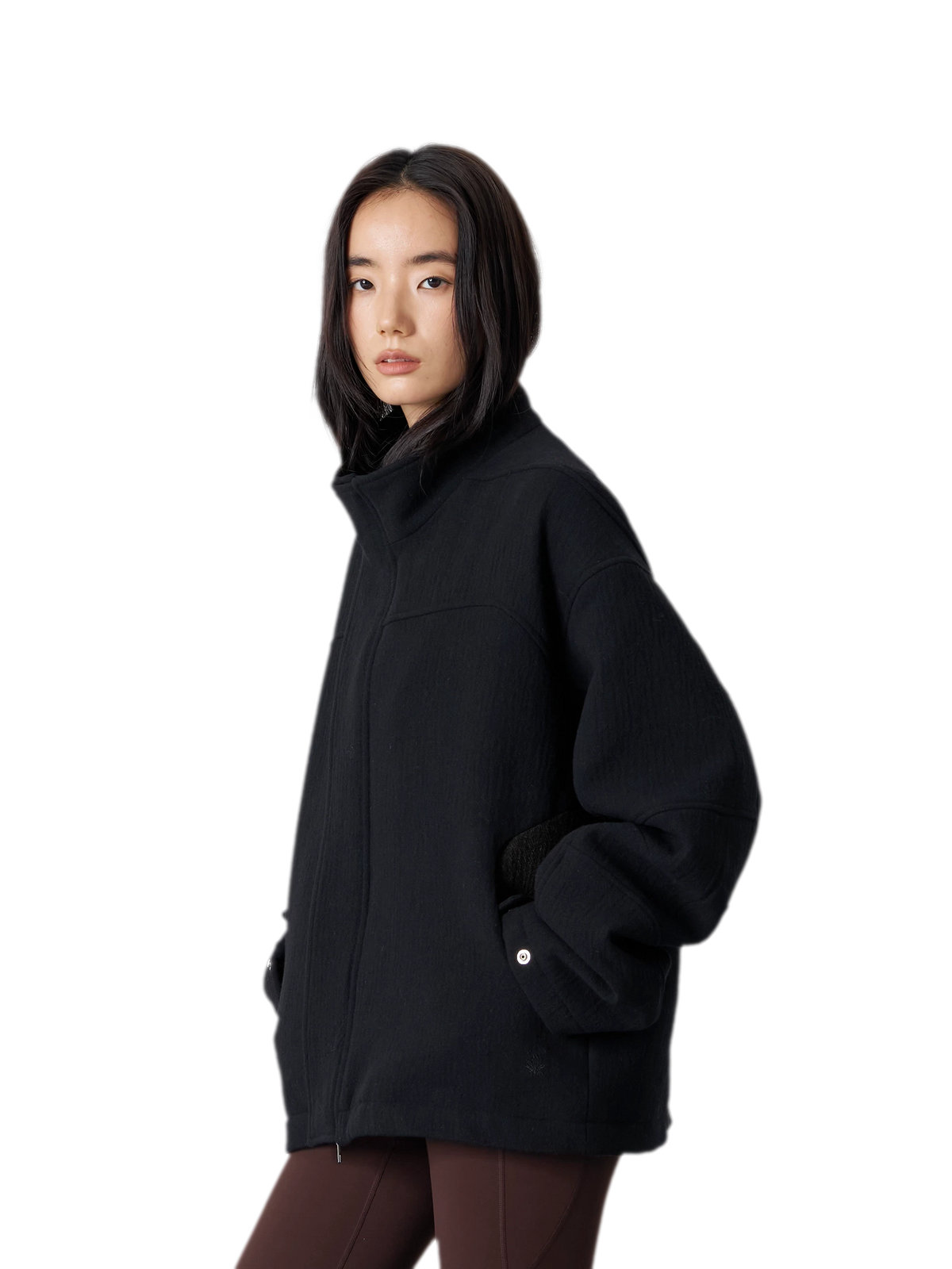 Wool Blend Stand-Collar Jacket