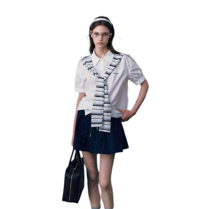 Striped Scarf Hem Shirt