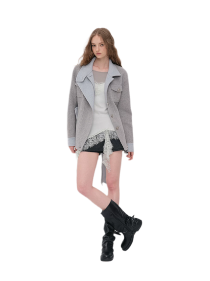 Heavyweight Contrast Wool Coat