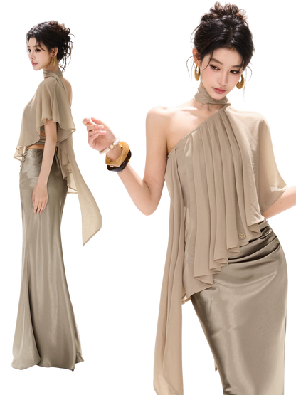 Amber Radiance Acetate Satin Mermaid Skirt