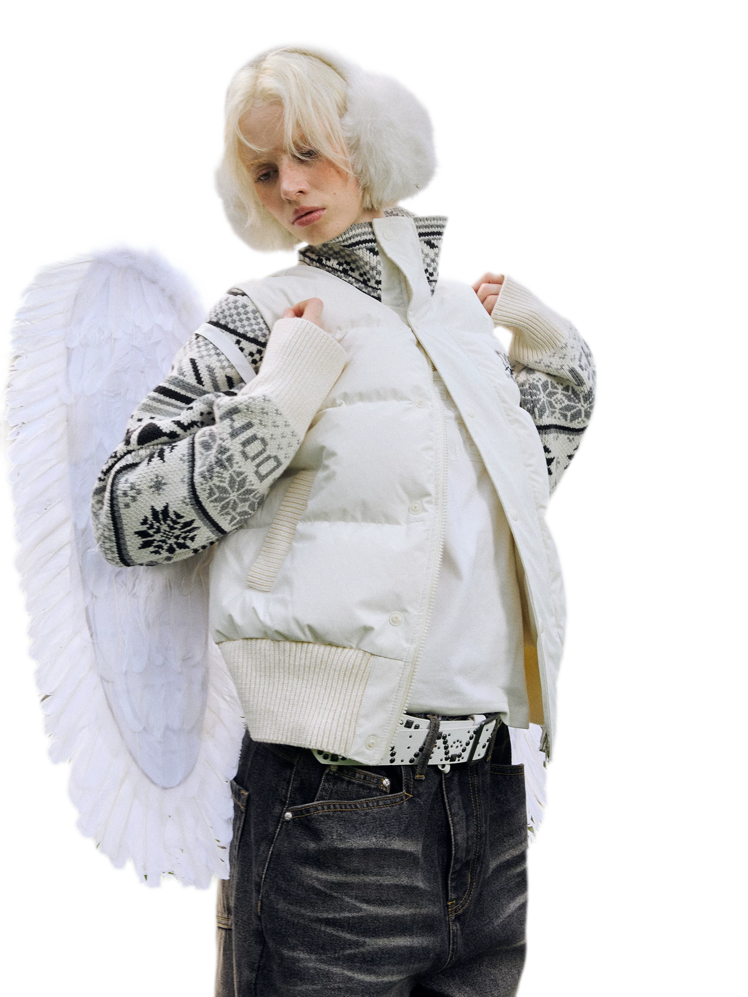 Contrast Fair Isle Down Jacket