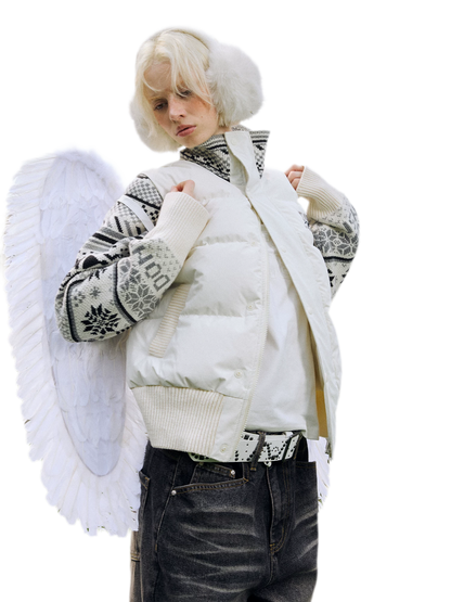 Contrast Fair Isle Down Jacket