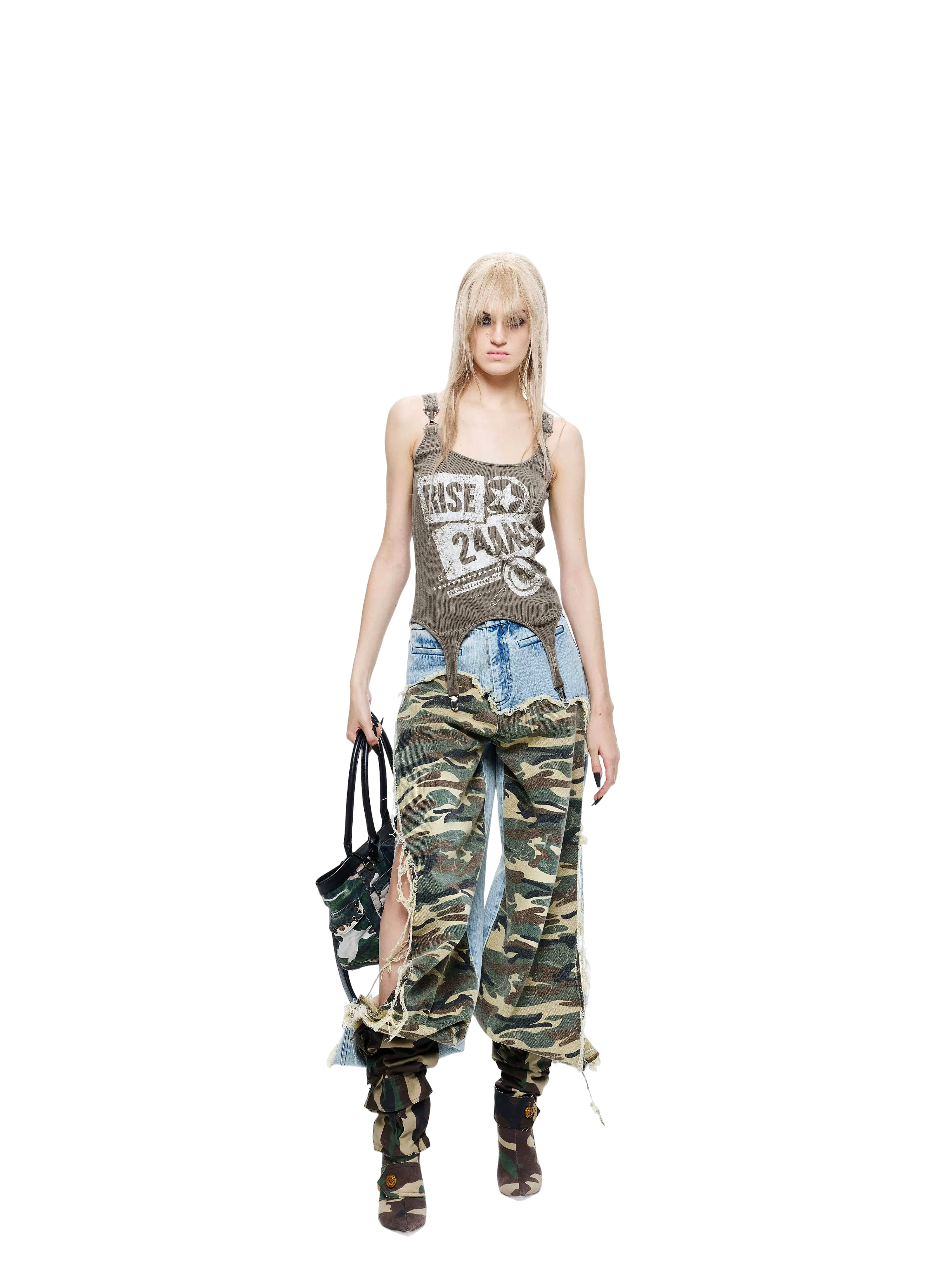 Lightweight Spicy Girl Tank Top with Distressed