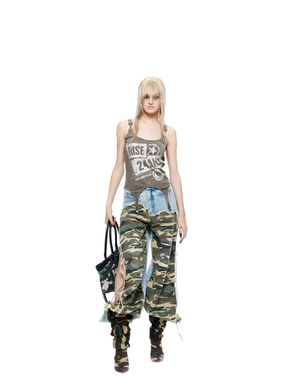 Lightweight Spicy Girl Tank Top with Distressed