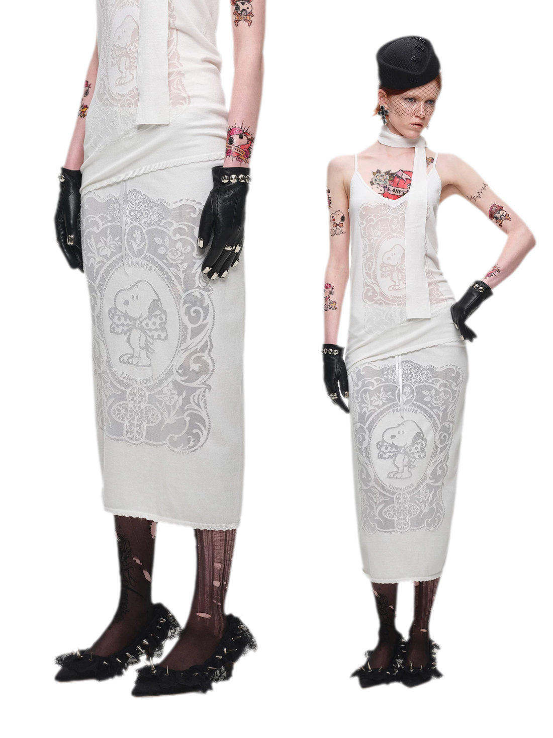 Burnout Graphic Midi Knit Skirt