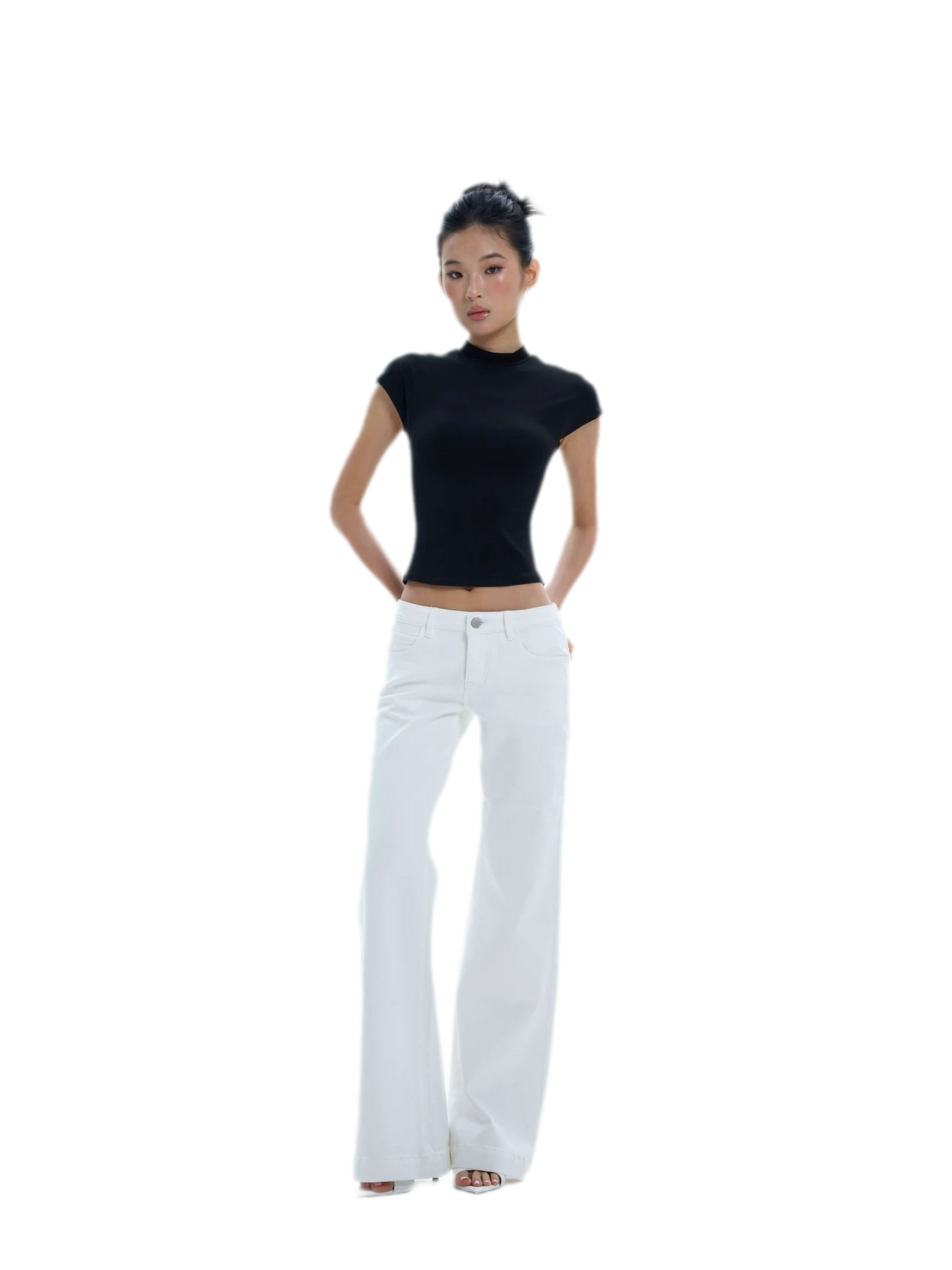 Low-Rise Straight-Leg White Jeans
