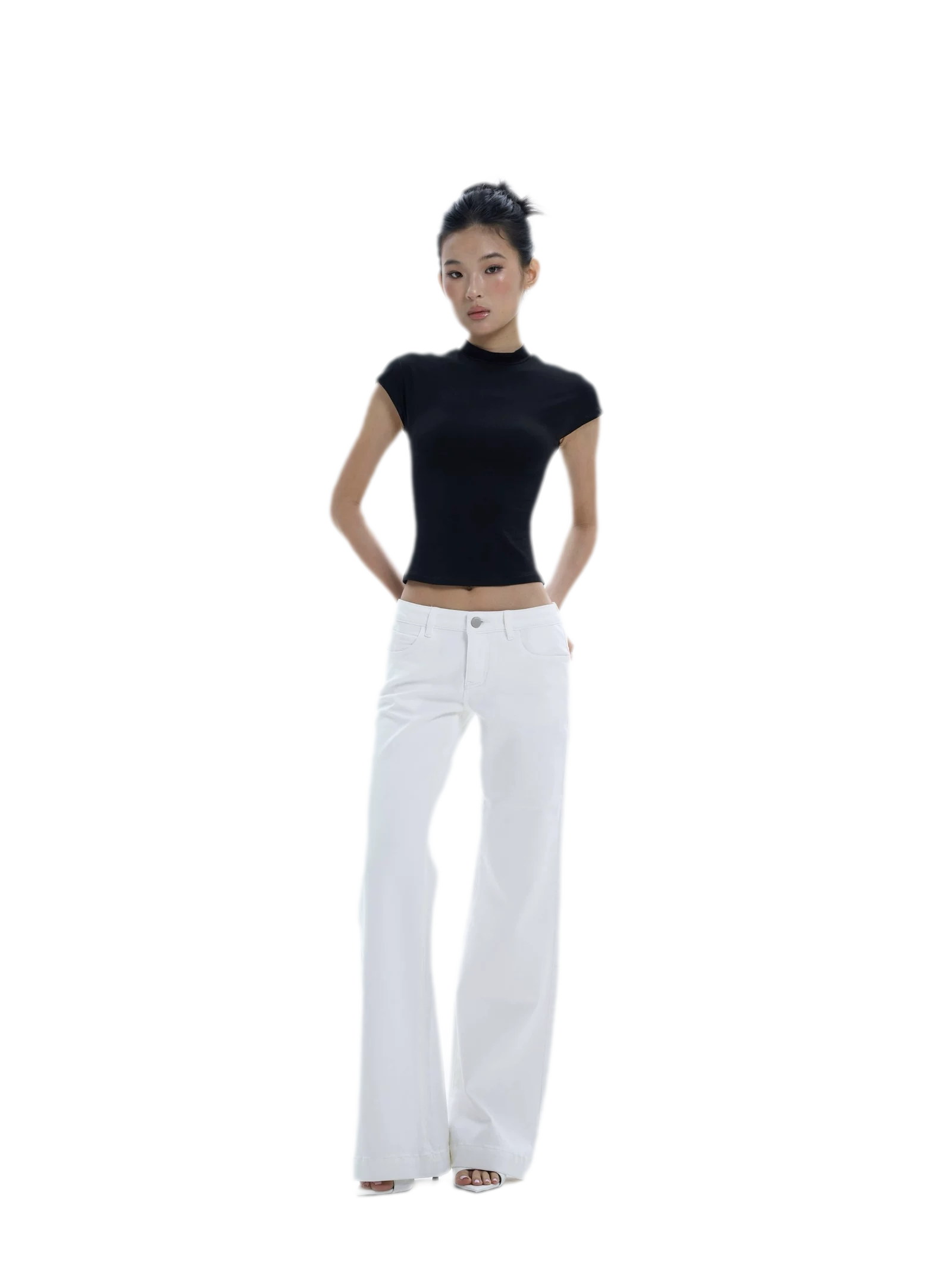 Low-Rise Straight-Leg White Jeans