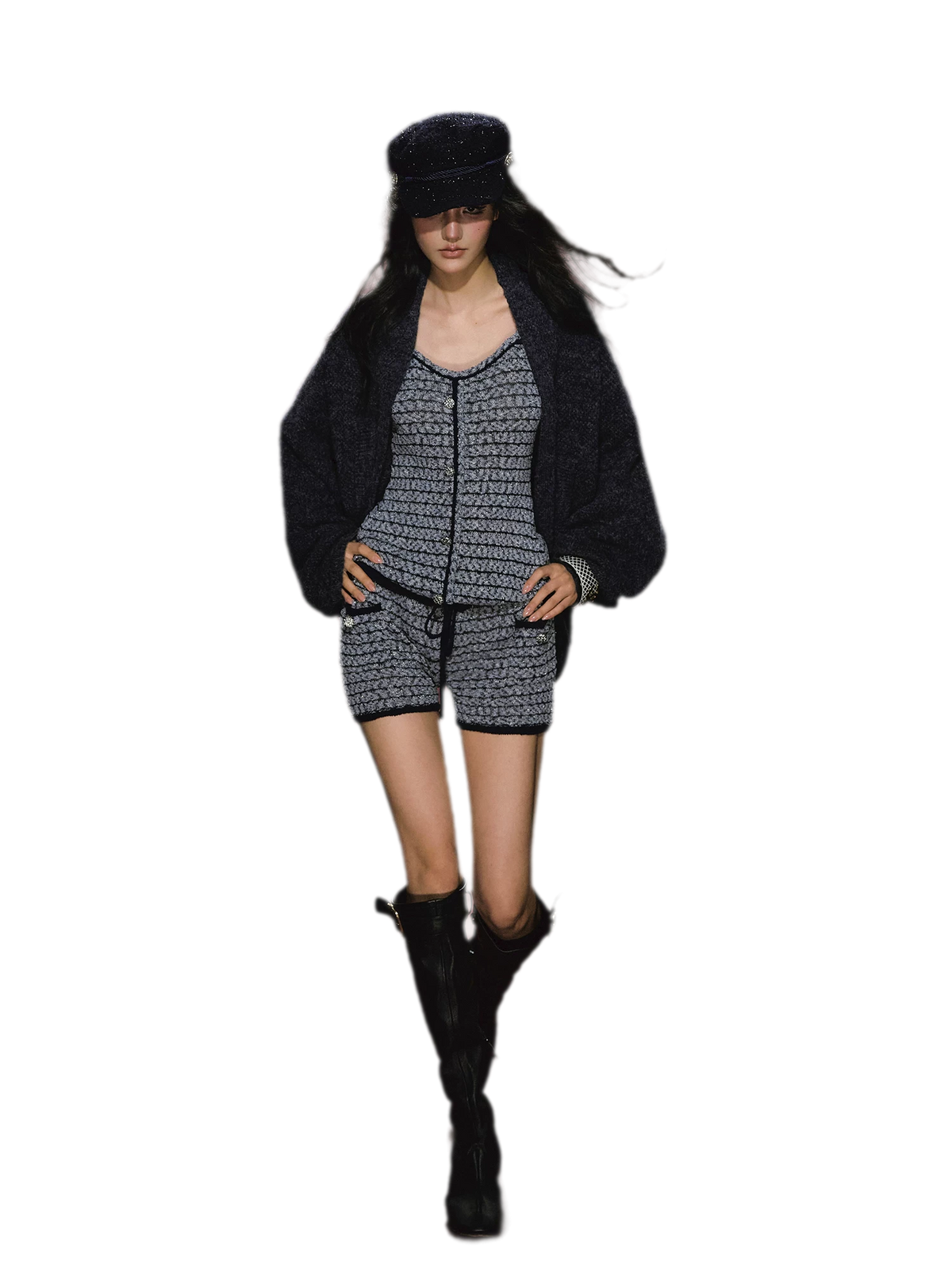 Gestreiftes Woll-Jumpsuit-Set