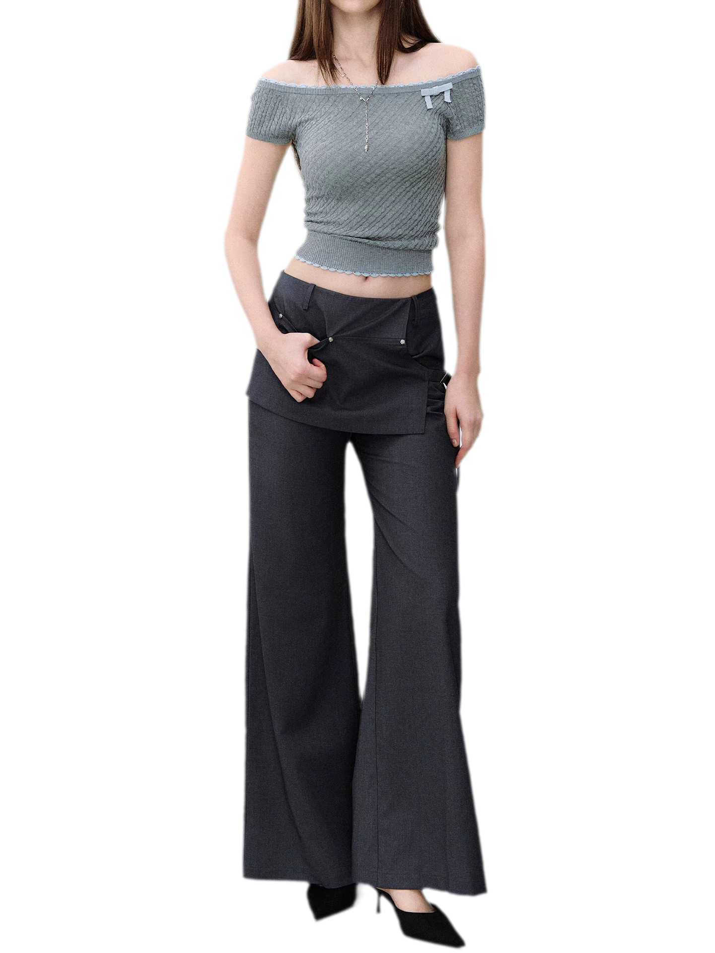 Riveted Wide-Leg Pants