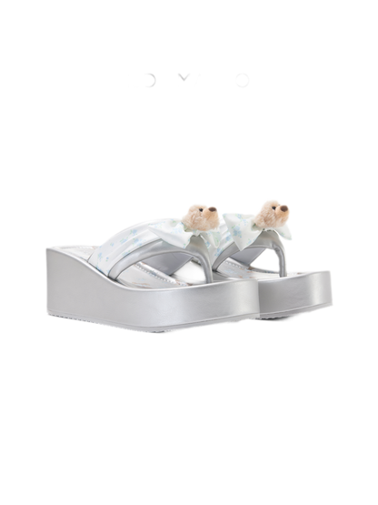 Floral Wedge Thong Sandals