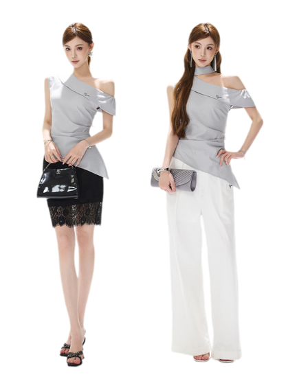 Asymmetrical Halter Blouse