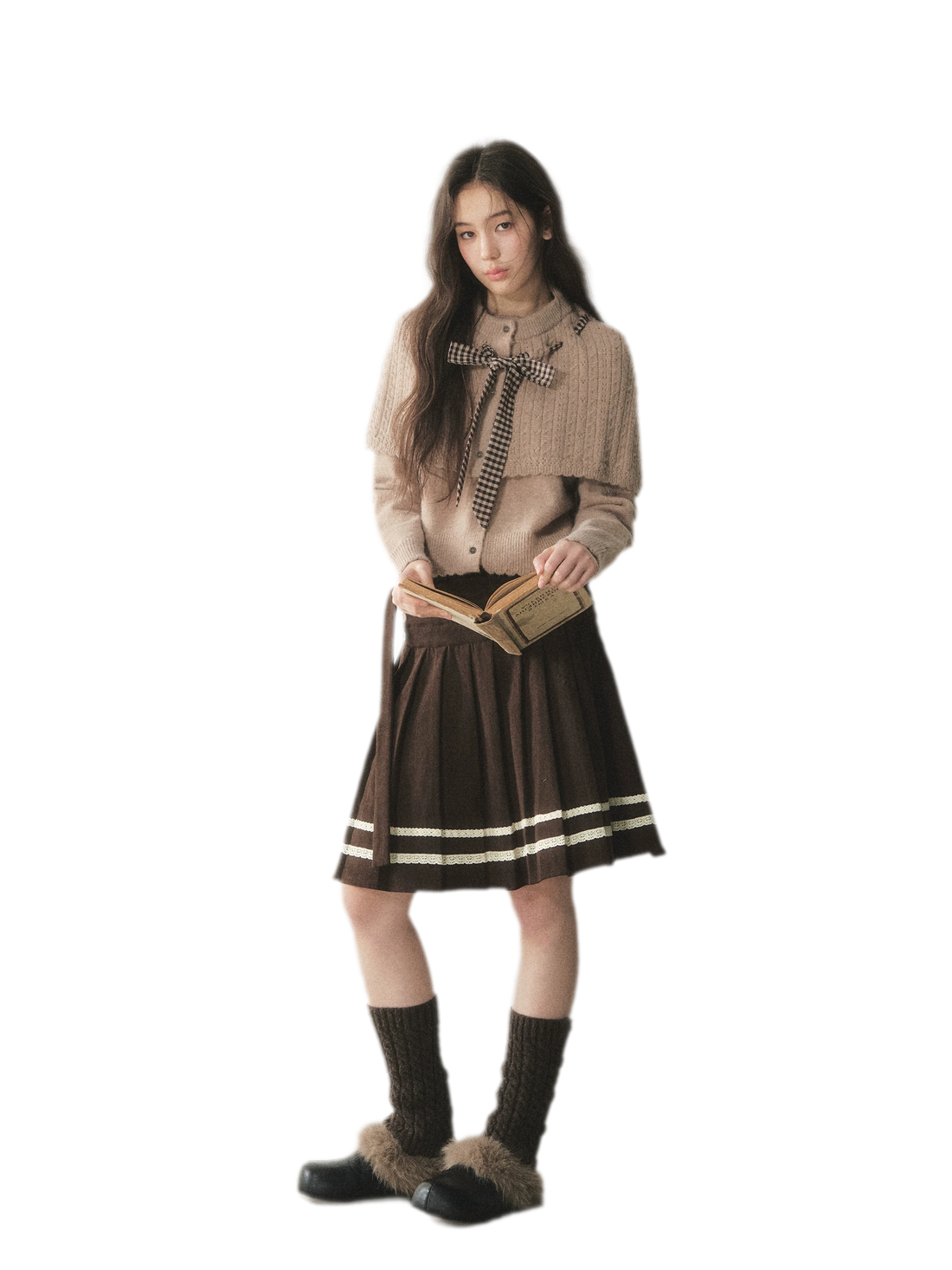 Cable Knit Cape Cardigan Set