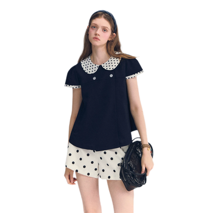 Polka Dot Doll Collar Top