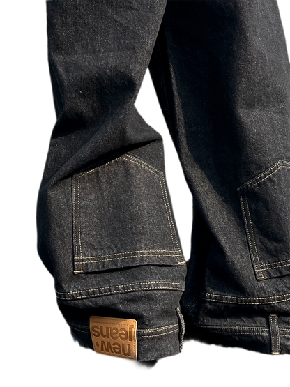 Washed Denim Wide-Leg Jeans