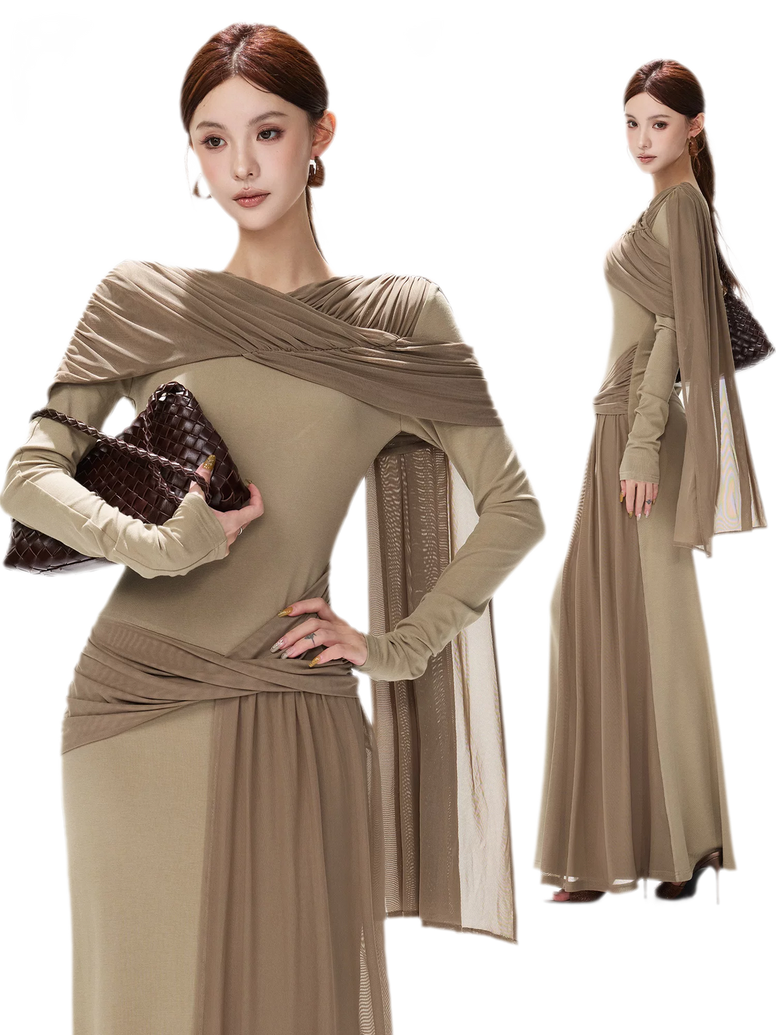 Contrast Sash Mermaid Knit Dress