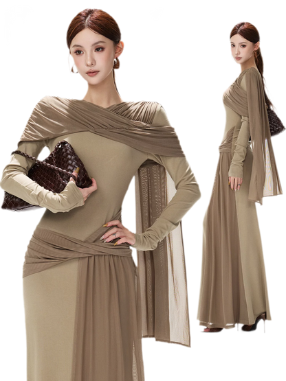 Contrast Sash Mermaid Knit Dress