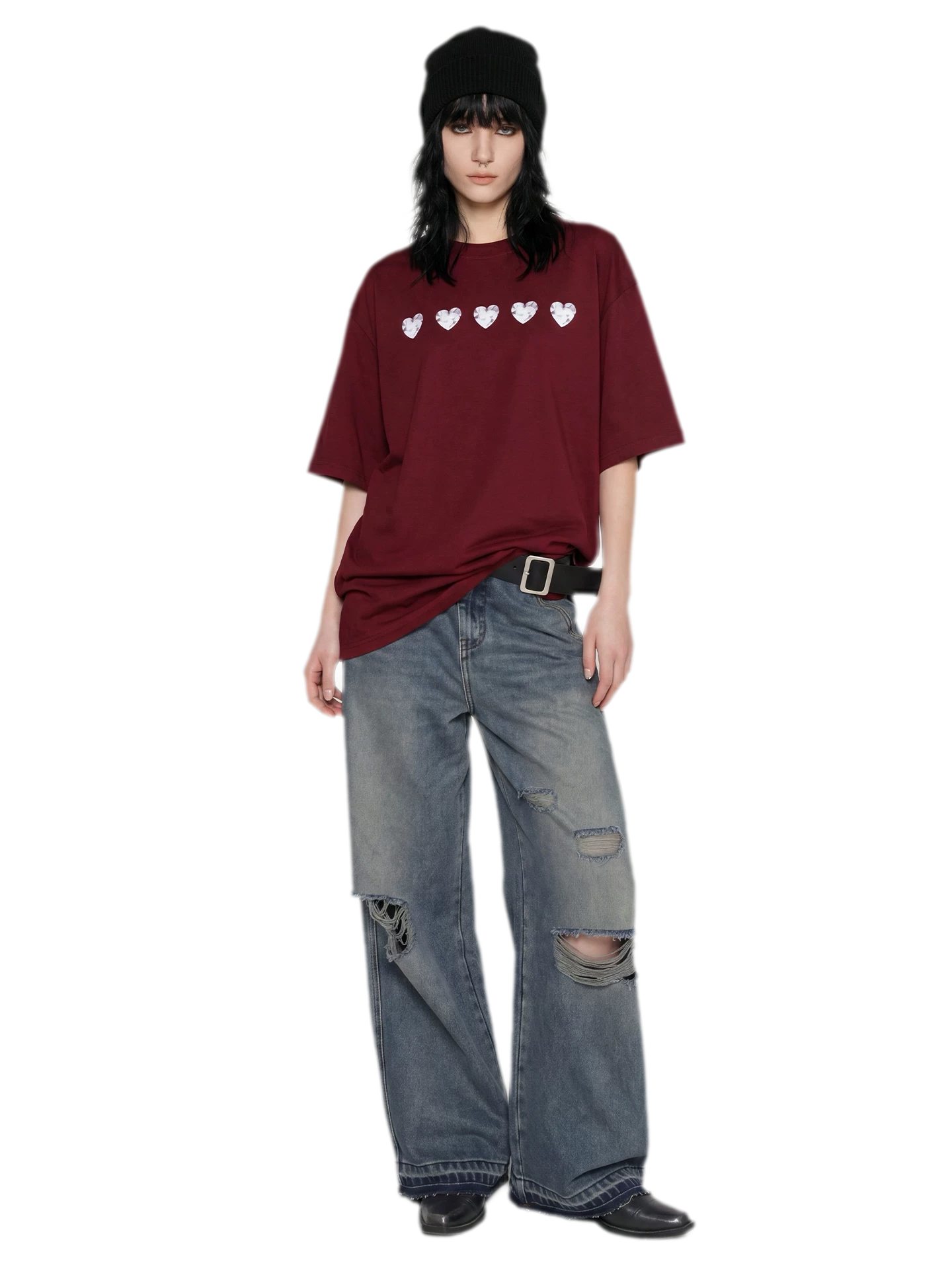 Silver Print Oversized T-Shirt