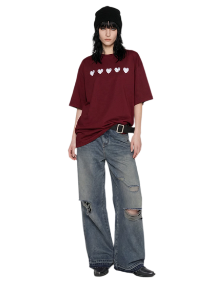 Silver Print Oversized T-Shirt