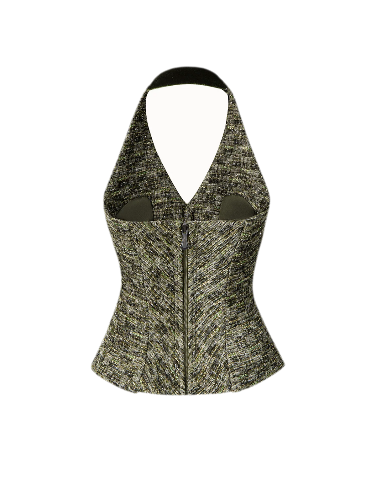 Fishbone Tweed Halter Vest