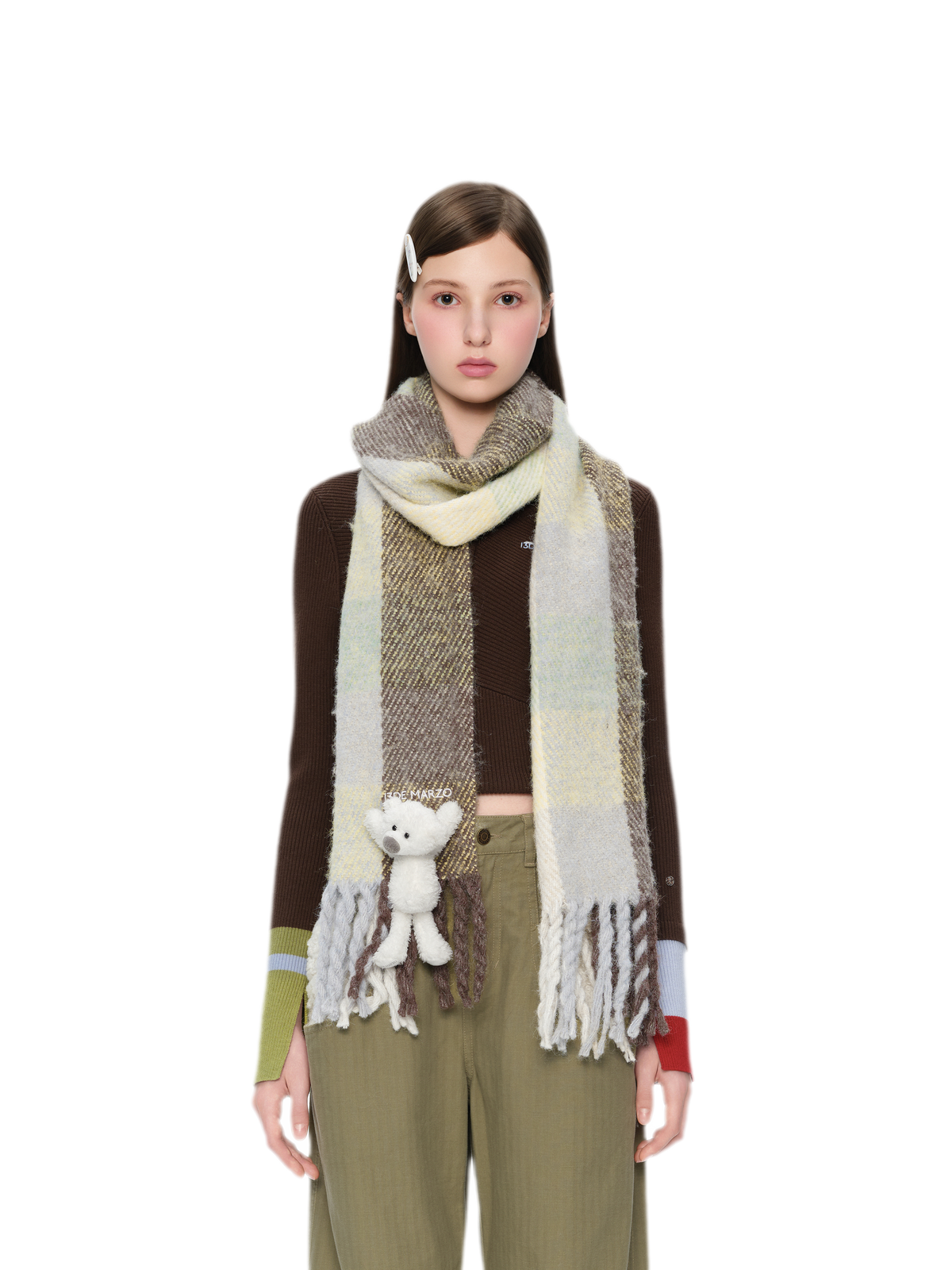 Yarn-Dyed Brushed Fringe Scarf