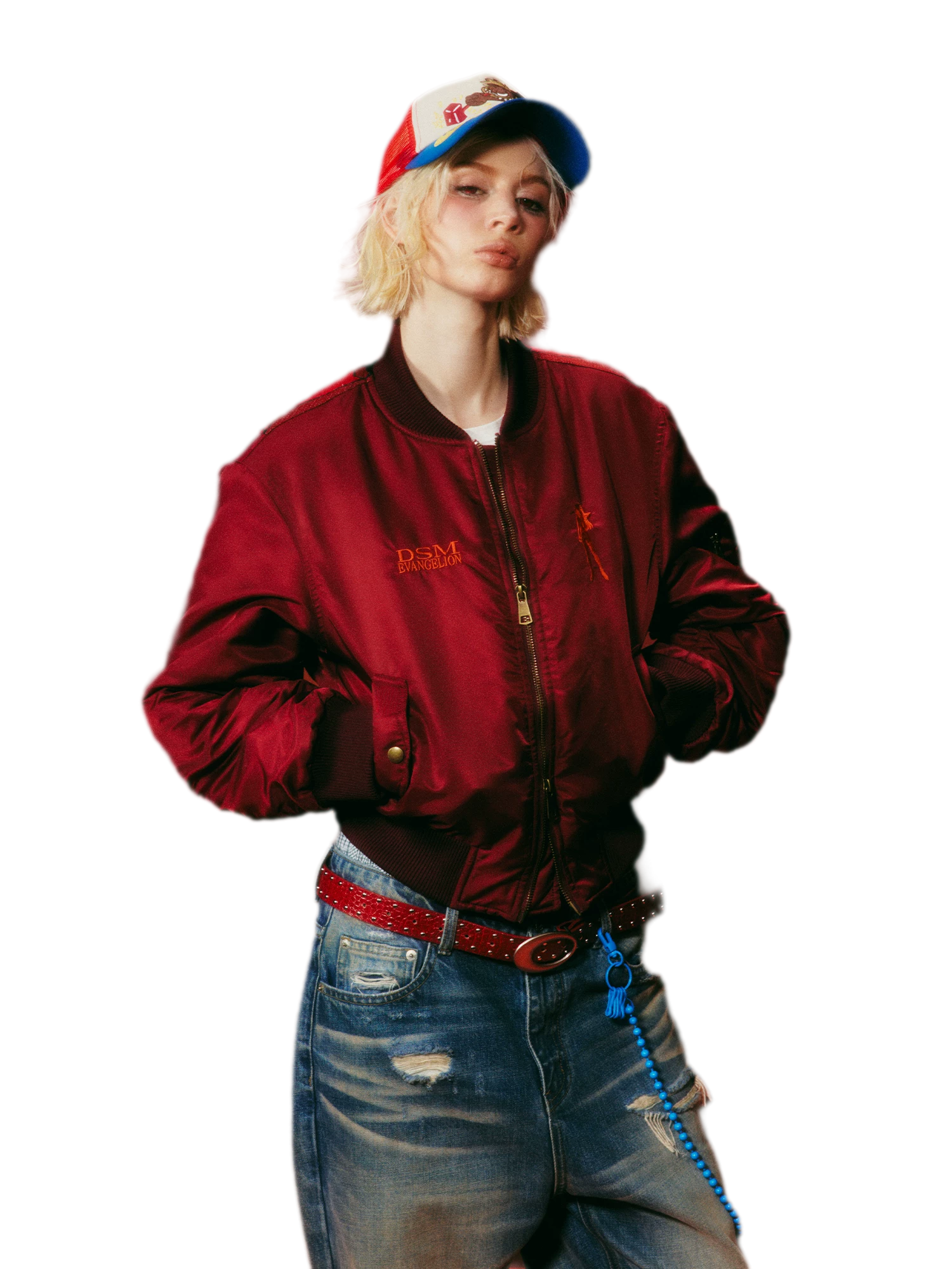 Cropped Slim-Fit Bomber Jacket