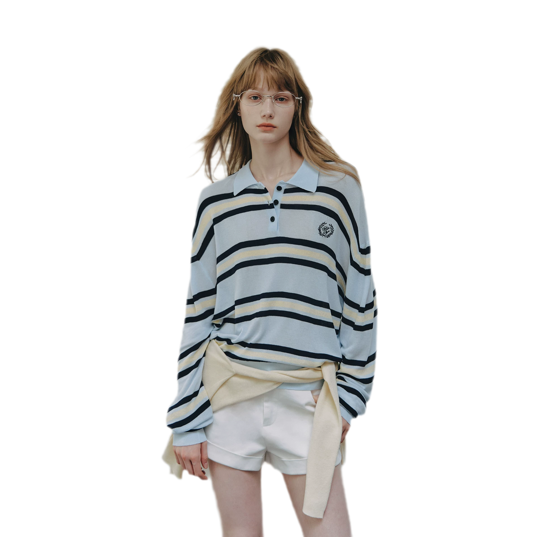 Contrast Striped Embroidered Polo Shirt