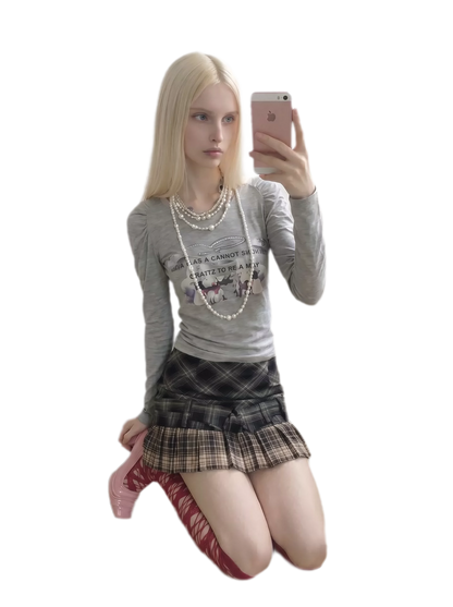 Plaid Pleated Mini Skirt