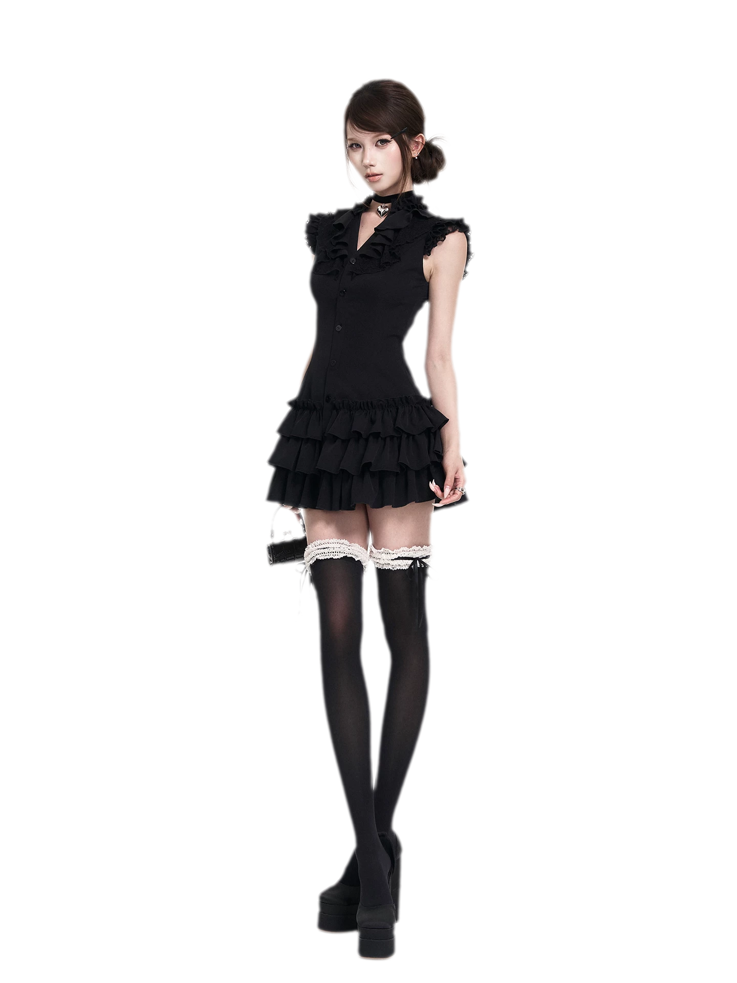 Lace Ruffle Dress Set