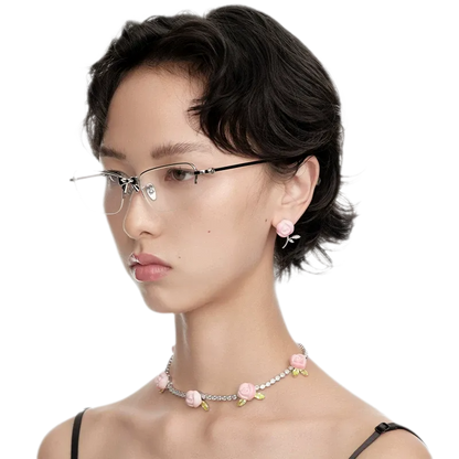 Ceramic Rose Jewelry Set
