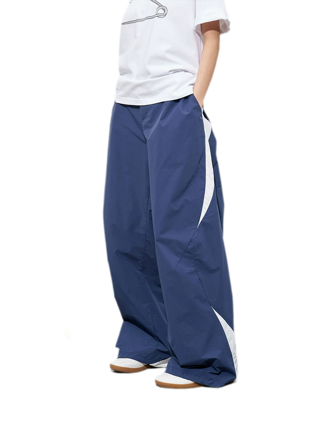 Pleated Color-Block Nylon Trousers