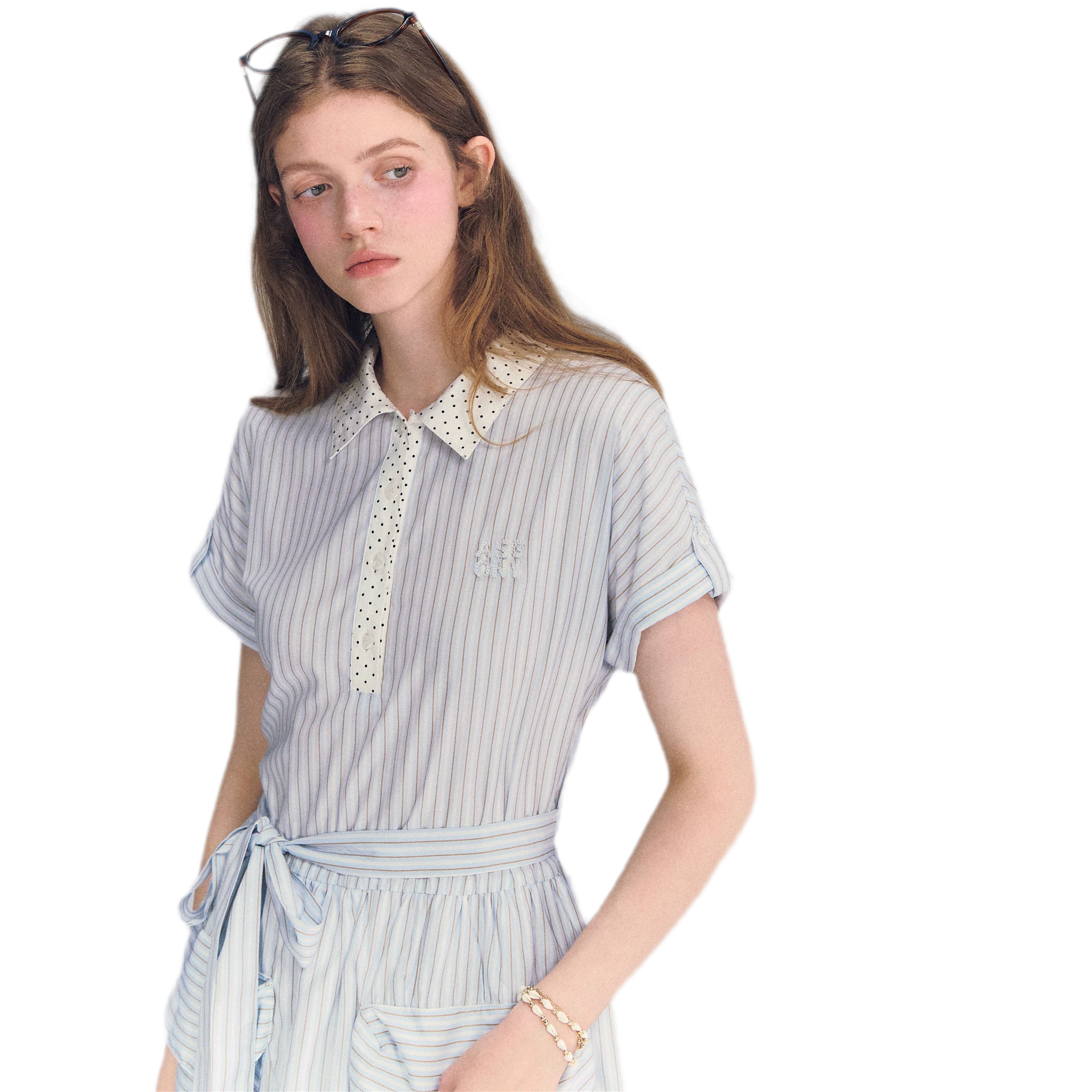 Striped Lace Trim Dress