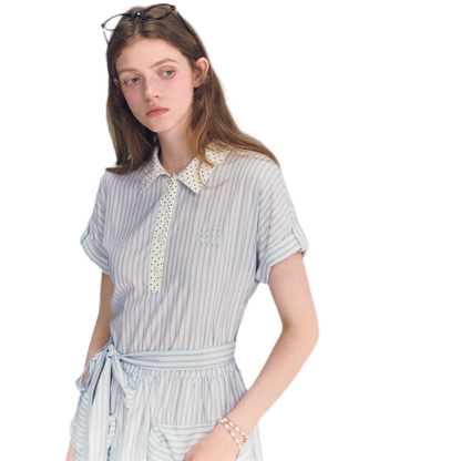 Striped Lace Trim Dress