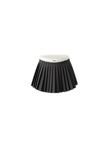 Contrast Pleated A-Line Mini Skirt