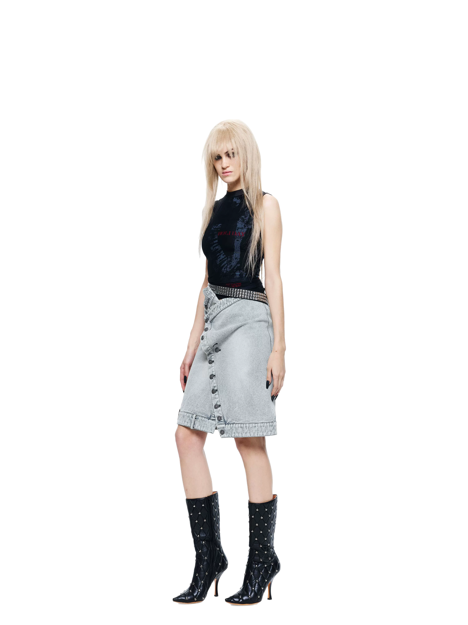 Washed Denim Light Blue Skirt