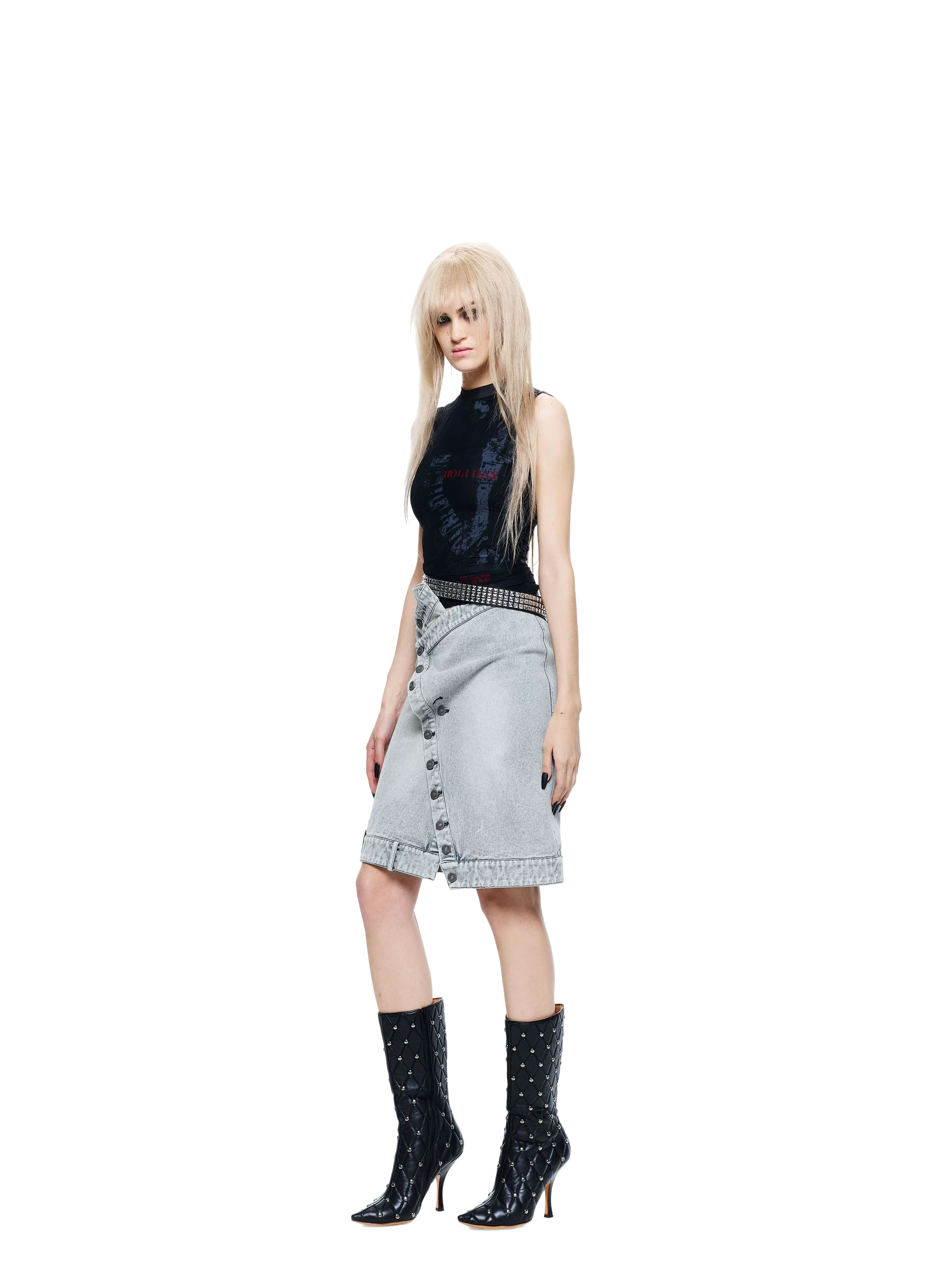 Washed Denim Light Blue Skirt