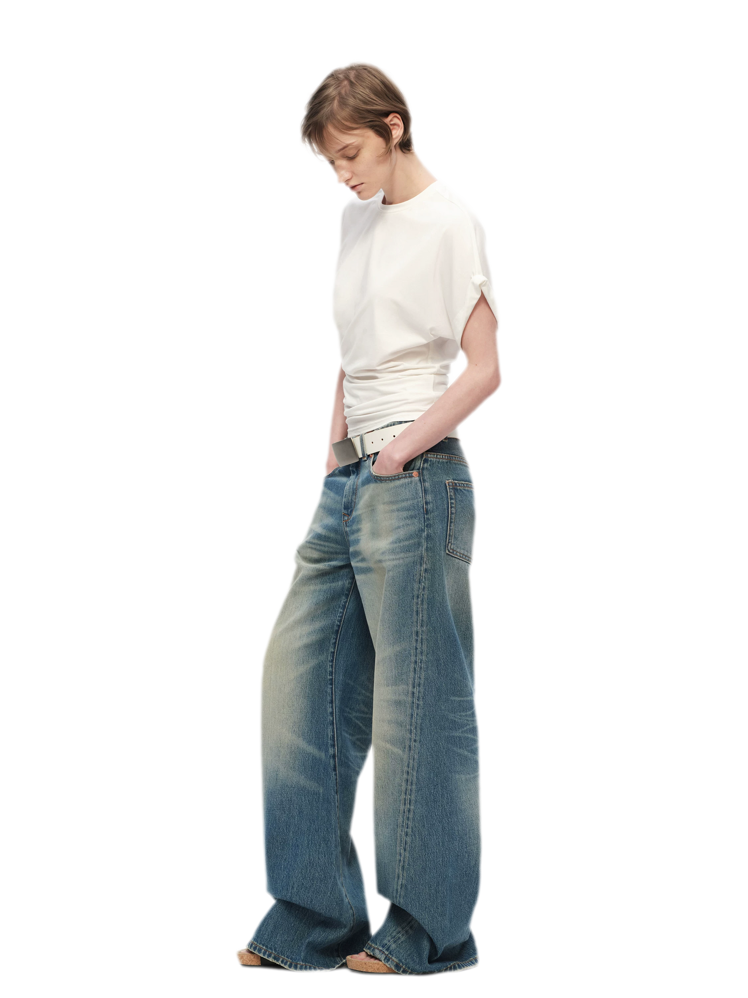 Vintage Wash Wide Jeans